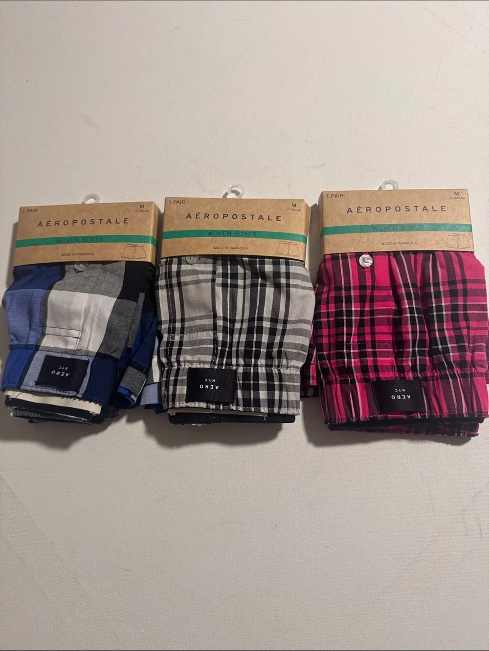 Aeropostale Boxers Mens Medium Plaid 3 Pack